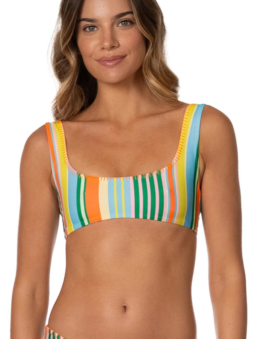 Maaji Deep Sea Lines Danna Long Line Bralette Bikini Top NWOT